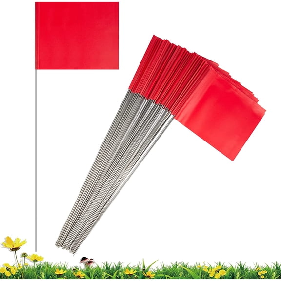 50 Pack 4×5 Inch Red PVC Small Yard Flag Stakes Lawn & Garden Flag Stakes