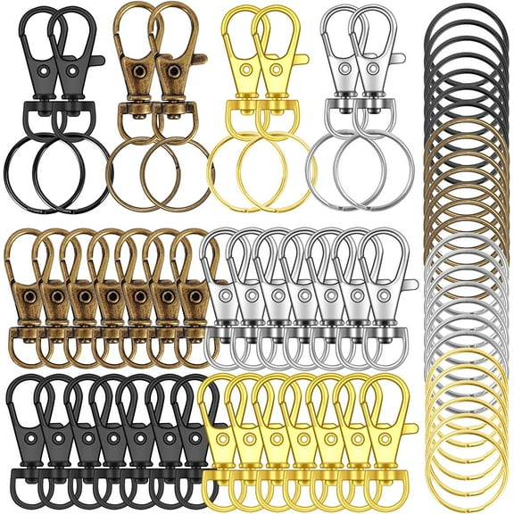 104PCS Swivel Snap Hooks with Key Rings, Metal Lobster Claw Clasp, Keychain Rings for Crafts 1.25inch/32mm