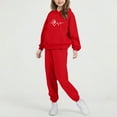 thumbnail image 6 of fnnxnal Red Girls' Tracksuit Set - 100% Polyester Soft Hoodie & Joggers, Heart Paw Print Design, Comfortable Kids Activewear for Ages 2-13,Size 7 T, 6 of 6