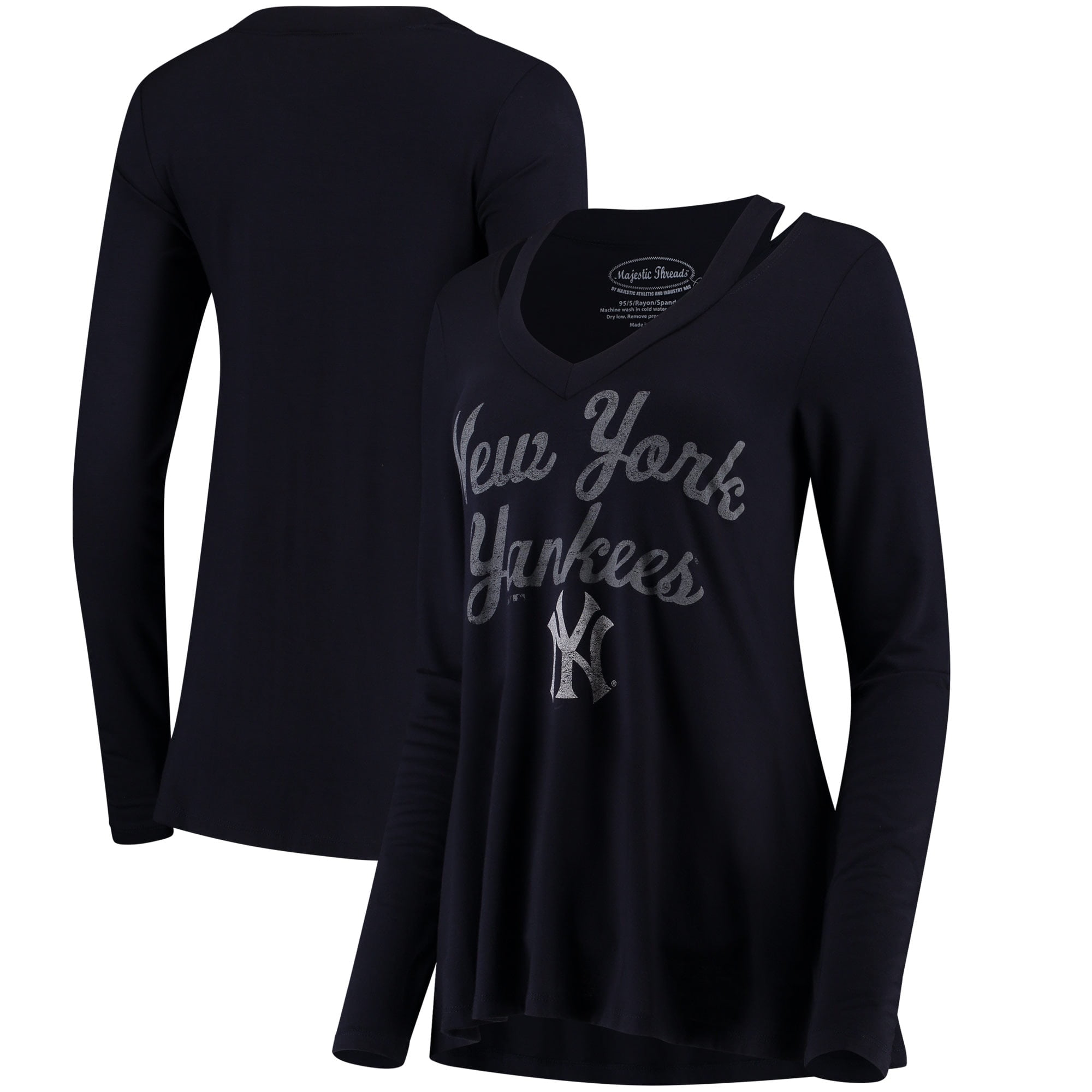 New York Yankees Majestic Threads Women's Separation Long Sleeve V-Neck T-Shirt - Navy - Walmart 
