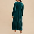 thumbnail image 5 of Blczomt Velvet Womens Holiday Dresses 2025 Flowy Midi Green Long Sleeve A Line Plus Size Soft V Neck Dress, 5 of 8
