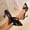 Black, variant on Women's Plus Size Patent Leather Bow Heeled Mules, Pointed Open Toe Kitten Heel Slides, Stylish and Elegant for Parties, Dates and Special Occasions Black 41