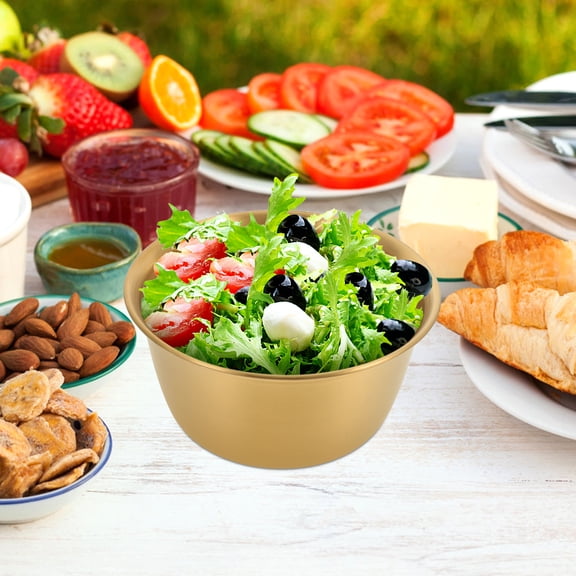 WRITWAA Golden Stainless Steel Fruit Salad Bowl, 1-Pack Mixing Bowl for Kitchen and Dining