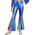 thumbnail image 1 of RUNQHUI Kids Girls Split Bell-Bottom Metallic Pants for Party Pageant Dance Sparkle Bell Bottoms Blue 8, 1 of 6