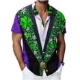 thumbnail image 6 of Men's St. Patrick's T Shirt Short Sleeve Lapel Button Down Printed Shirts Tops Green 2 M, 6 of 6