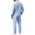 thumbnail image 6 of DORKASM Men's Linen 2 Piece Set Long Sleeve Shirt Pants Outfit Light Blue M, 6 of 6