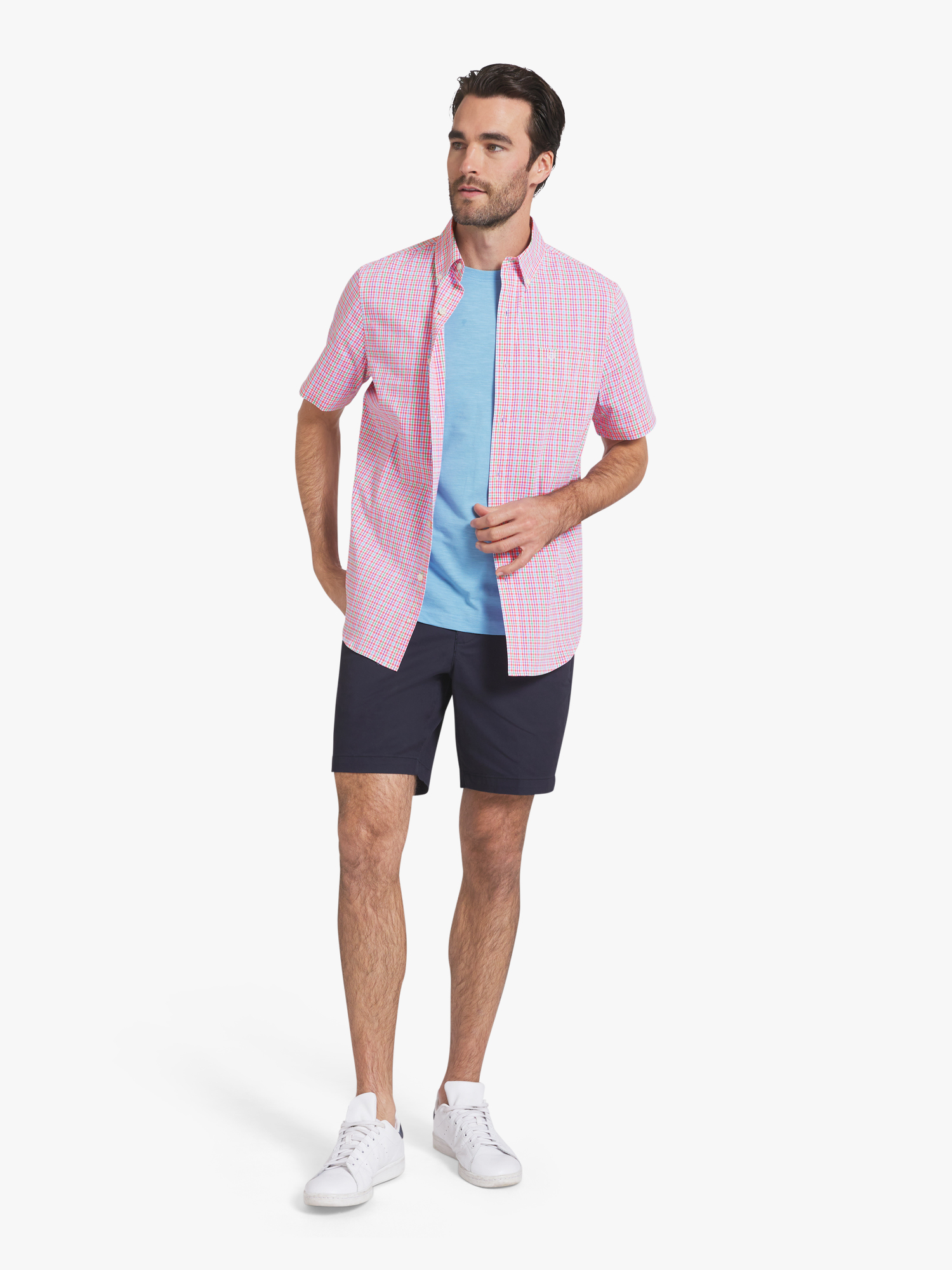 Chaps Men's & Big Men's Short Sleeve Easy Care Stretch Poplin Shirt, Sizes S-3XL