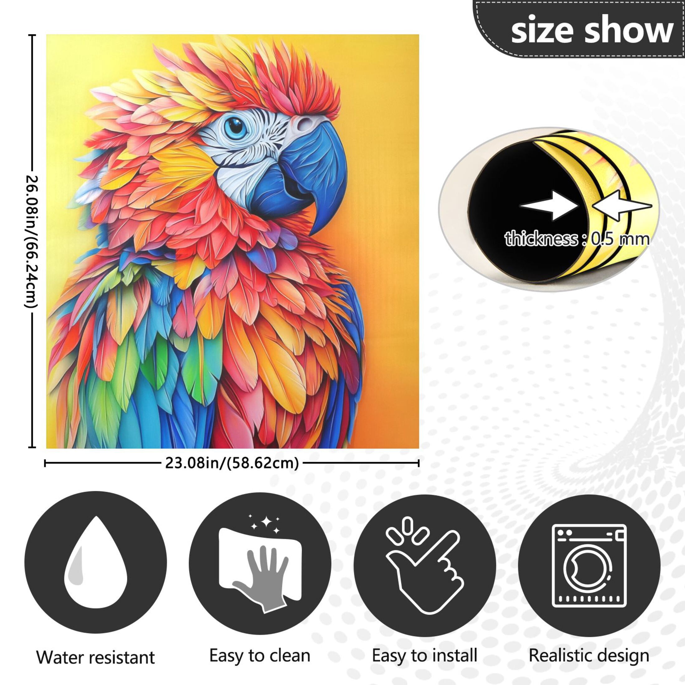 Dishwasher Magnetic Sticker 23x26 Inch Refrigerator Magnetic Sticker Washing Machine Magnetic Sticker Kitchen Panel Magnetic Sticker Home Decor A Large Colored Parrot