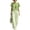 C-Green, variant on Women’s Sets 2 Piece Outfit Round Neck Solid Color Short Sleeve Pinstripe Top Elastic Waist Wide Leg Striped Pants Pockets Casual Summer Suit
