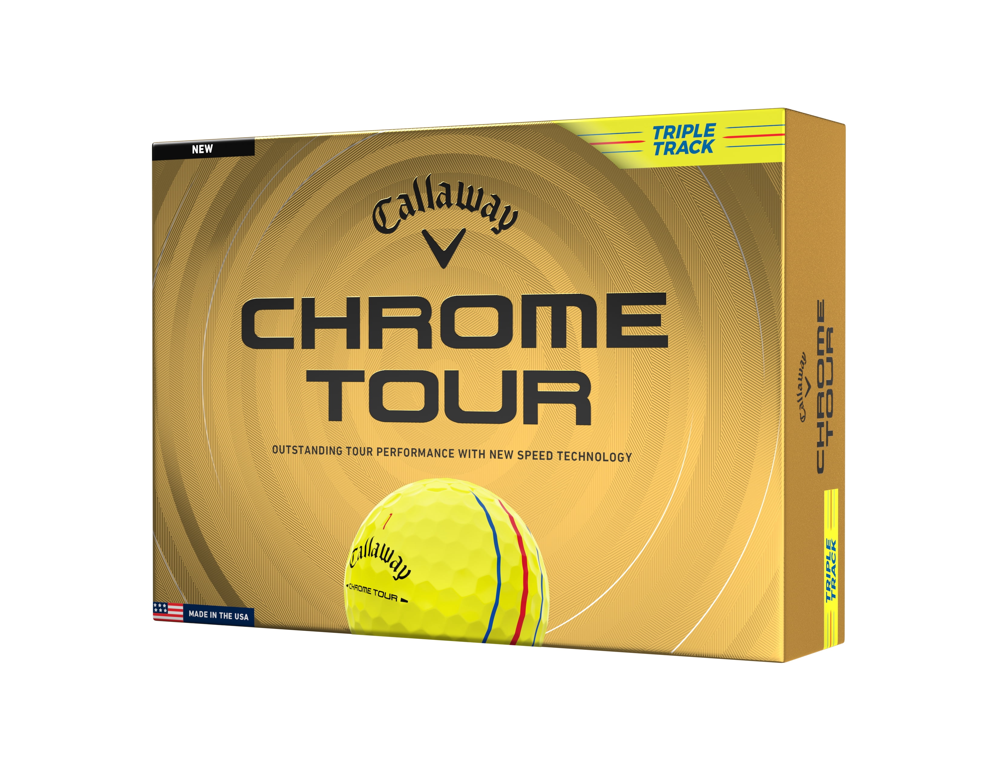 (4 pack) Callaway Golf Chrome Tour 26 - Triple Track Yellow 12pk