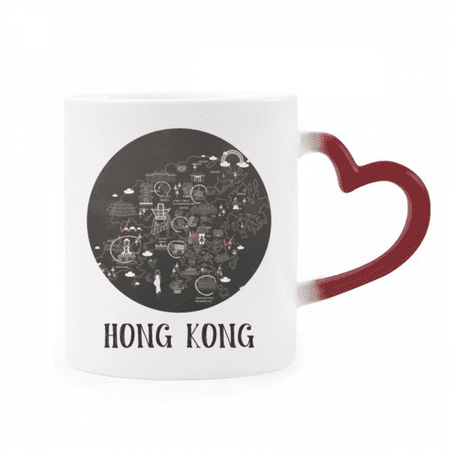 

Hong Kong Visiting Check Point Heat Sensitive Mug Red Color Changing Stoneware Cup