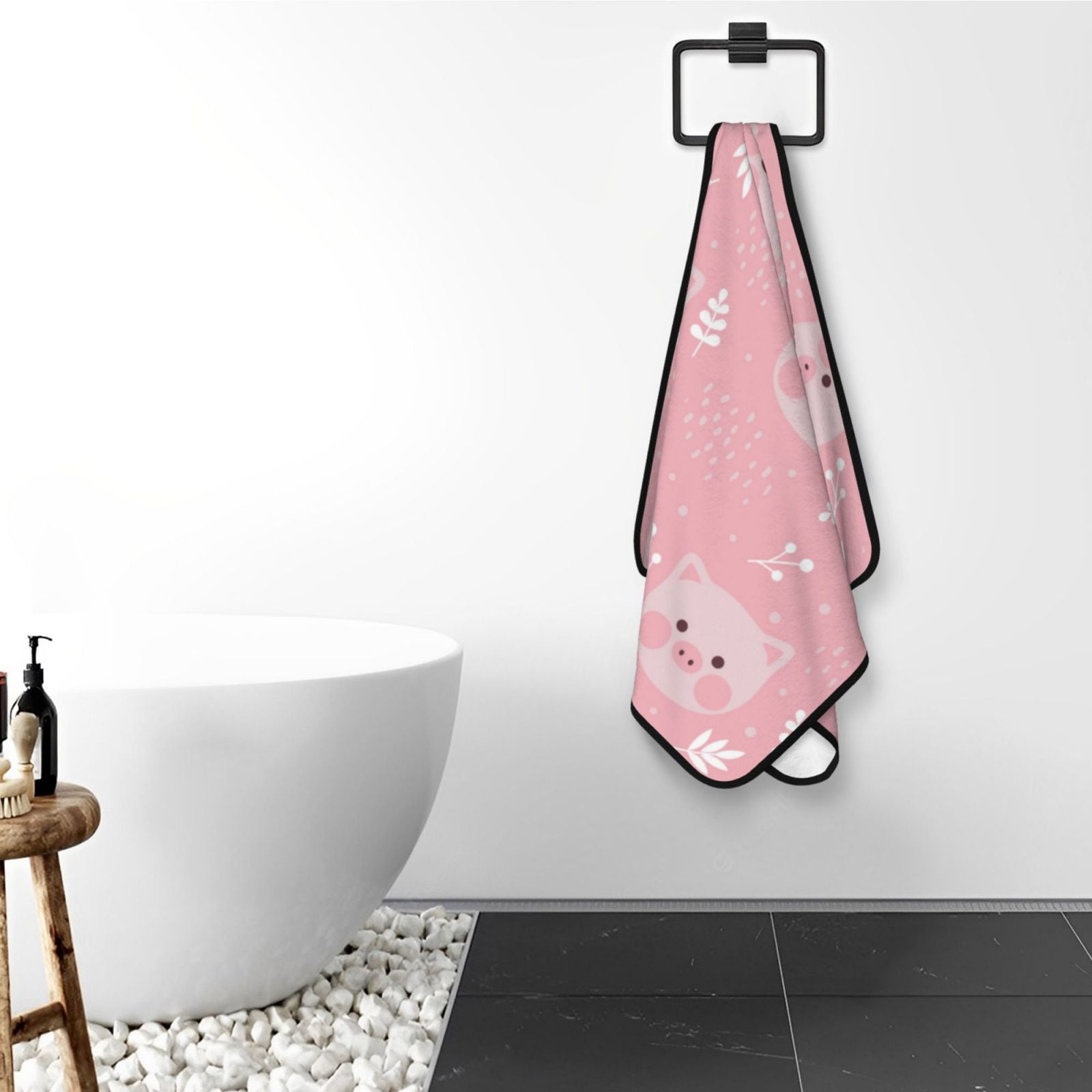 Cotton Bath Towels for Bathroom - Cartoon Cute Pig Face Pink Microfiber Quick Dry Towels for Body Bath Sheets, Personalized Beach Towel, Soft Shower Towels for Travel Home Beach 27*55in