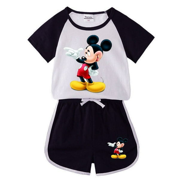 2023 Kids Cartoon Disney Minnie Mickey Mouse Clothes Sets 100 Cotton Baby Sports Sets Boy Girl Tee Shorts Sets Toddler Suit18M Gao Jinjia LED Bodega Aurrera en linea