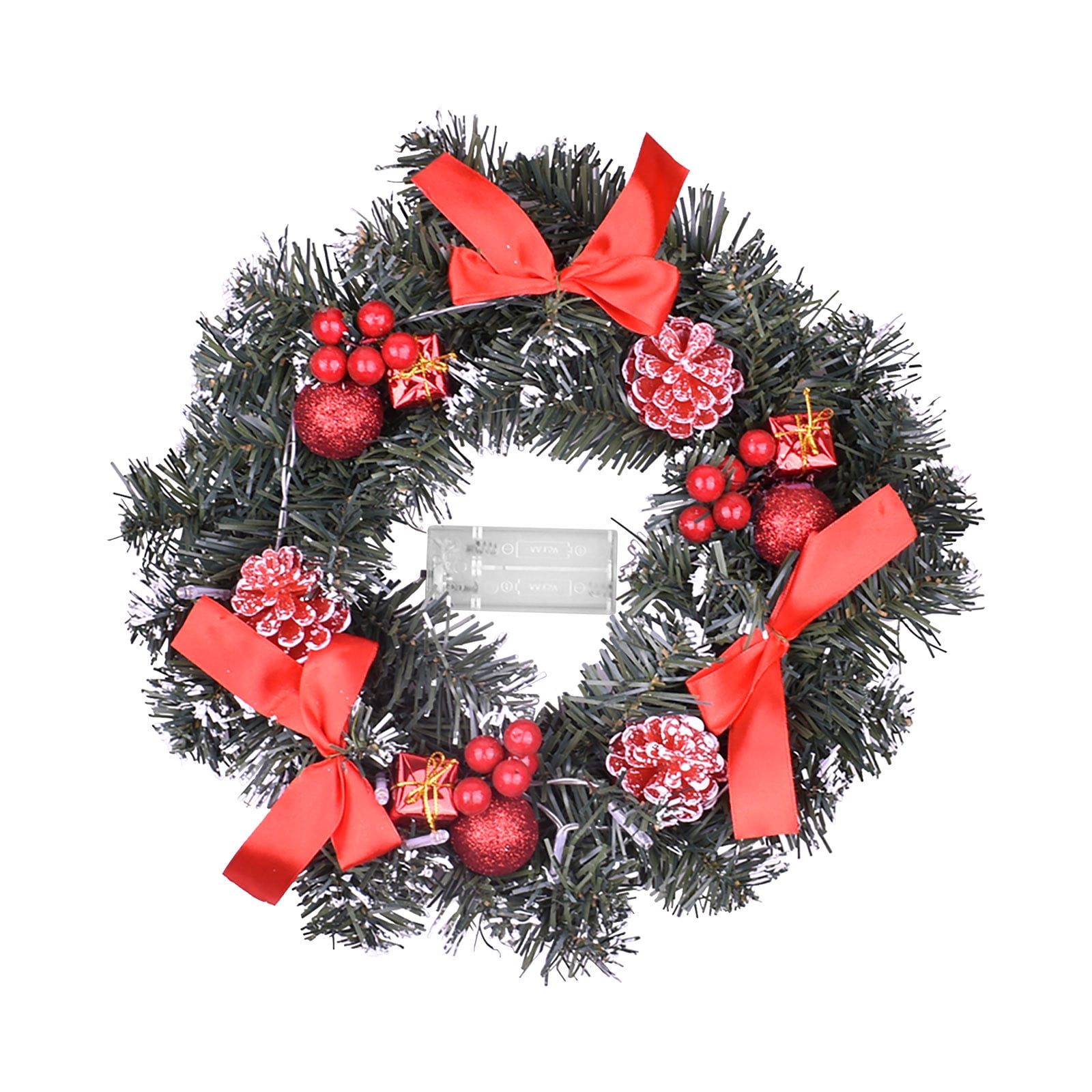 2022white × green christmas wreathe① Vikakiooze Christmas Ornaments 2022 Pre-Lighted Faux Christmas