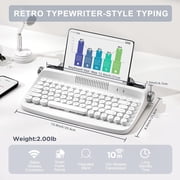 Wireless Typewriter Keyboard, Bluetooth, Retro Design, Stand for Tablet, Phone, PC