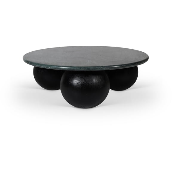 Meridian Furniture Treviso Green Marble and Mango Wood Coffee Table