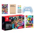 thumbnail image 1 of Nintendo Switch Mario Kart 8 Deluxe Bundle: Red/Blue Console, Mario Kart 8 & Membership, Arms, Mytrix Wireless Pro Controller Blue Bamboo and Accessories, 1 of 8