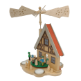 thumbnail image 3 of Christmas Pyramid Pyramid House Forester's House colorful, 29 cm / 11 inch high, original Erzgebirge by Richard Glässer Seiffen, 3 of 7