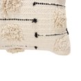 thumbnail image 3 of 18 x 18 Square Cotton Accent Throw Pillow, Trimmed Shaggy Fringe Accents, Set of 2, Beige, Black, 3 of 5
