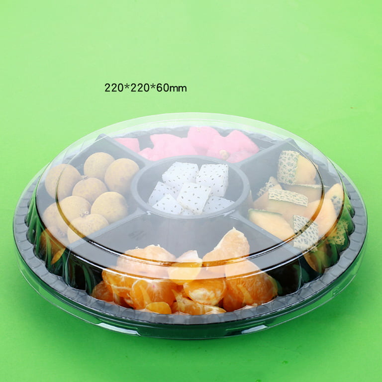 10pcs Disposable 5 Compartment Food Storage Containers Round