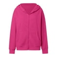 thumbnail image 7 of Hpapadks Women's Fashion Hoodies Oversized Soft Zip Up Long Sleeve Solid Loose Fit Warm Hooded Women's Sweatshirt Hot Pink XXXXL, 7 of 7