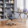 thumbnail image 6 of Yaheetech Adjustable High Back Mesh Office Chair with 90° Flip-up Armrest, White/Gray, 6 of 10