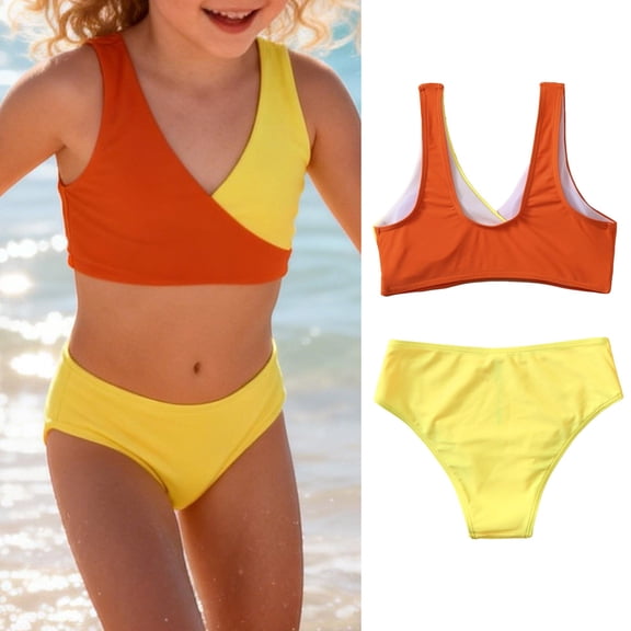 Big Girls Swimsuit Quick Dry Two Piece Girls Bikini with Chest Pad Girls Bikini Size 10-11 Years