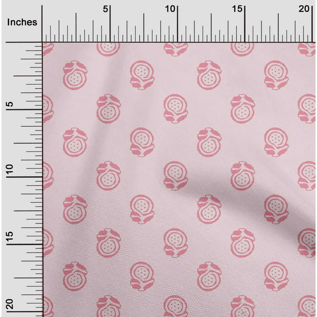 oneOone Cotton Cambric Medium Pink Fabric Ethnic Block Sewing Material Print Fabric By The Yard 56 Inch Wide