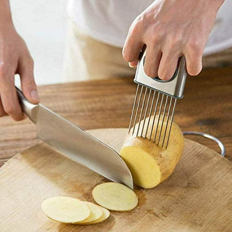 Stainless steel Onion Holder for Slicing, Vegetable Potato Cutter Slicer,  tools