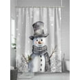 thumbnail image 5 of Grey Snowman Christmas Standard Shower Curtain Set, Waterproof Shower Curtains for Bathroom, Xmas Berry Winter Snowflake Washable Fabric Cloth Bath Curtain for Bathtub with Hooks 72x72 Inches, 5 of 6