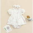thumbnail image 2 of StylesILove Infant Baby Girls Eyelet Flower Embroidered Dress, Bloomers and Headband 3pcs Outfit Princess Girl Short Sleeve White Cotton Dress (12-18 Months), 2 of 7