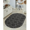 thumbnail image 4 of Unique Loom Trellis Frieze Collection Area Rug - Geometric (5' x 8' Oval Dark Gray/Ivory), 4 of 7
