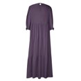 thumbnail image 5 of Mrat Womens Plus Size Cotton Linen Maxi Dress Loose Crewneck Long Sleeve Solid Long Dresses Travel Vacation Outfits S-54 Purple 4XL, 5 of 6
