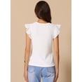 thumbnail image 3 of DARING DIVA Women's Cap Short Sleeve Basic Casual V Neck Blouse XS White, 3 of 6
