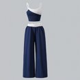 thumbnail image 3 of Girls Outfits Size 8-9Y Breathable Contrast Color Design Camisole and Solid Wide Leg Pants 2 Piece Girls Clothes, 3 of 5