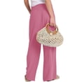 thumbnail image 7 of VDJ Summer Pants for Women Wide Leg Dress Pants Elastic Waist Palazzo Pants Dusty Pink Trousers with Pockets Size M, 7 of 7