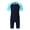 Navy Blue&Sky Blue, variant on Unisex Kids One Piece Rash Guard Zippered Bodysuit Swimsuit 4-16