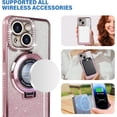 thumbnail image 2 of Compatible with iPhone 15 Glitter Magnetic Case with Invisible Stand [Compatible with MagSafe] Luxury Bling Rhinestone Full Camera Lens Protection Cover for Women and Girls, Pink, 2 of 14