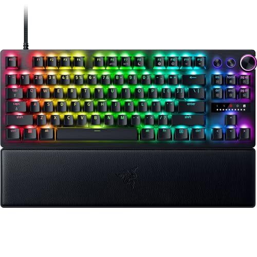 Razer Huntsman V3 Pro TKL Gaming Keyboard: Analog Optical Switches w/Rapid Trigger & Adjustable Actuation - Media Keys & Dial - Doubleshot PBT Keycaps - Aluminum Top Plate - Wrist