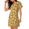 thumbnail image 2 of Wukai Sunflower Print Women's Loose Short Sleeve Nightgown, Soft Sleep Dress for Comfortable Relaxation, Casual Lounge Wear, 2 of 6