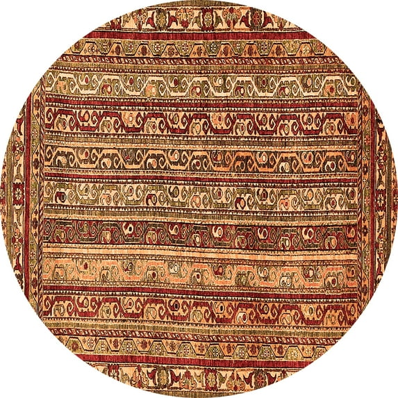 Ahgly Company Indoor Round Abstract Orange Modern Area Rugs, 3' Round