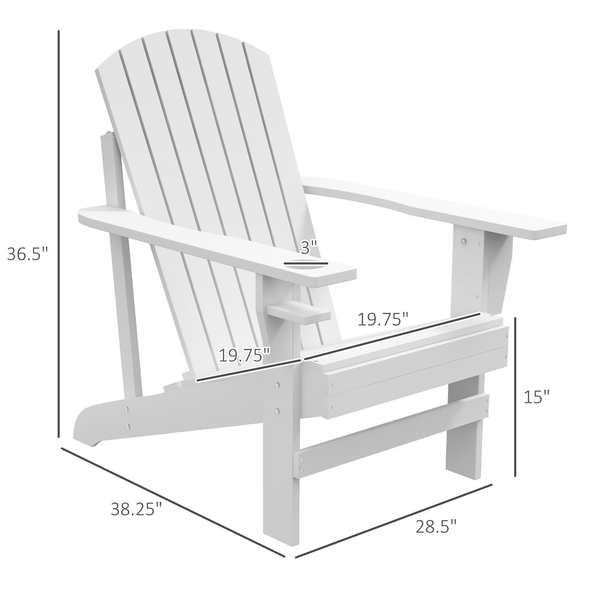 Dranite Modern Adirondack Chair with Cupholder for Patio, Garden & Lawn, Outdoor Solid Wood Seat