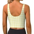 thumbnail image 3 of Vsdgher Lemon Yellow Checkboard Print Women Sleeveless Athletic Tank Top Built-in Bra Camisole Sports Vest for Yoga Running Fitness Exercise with Removable Pads, 3 of 8