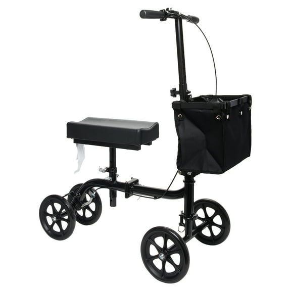Equate Folding Knee Walker with Storage Bag, Crutch Alternative for Adults and Seniors