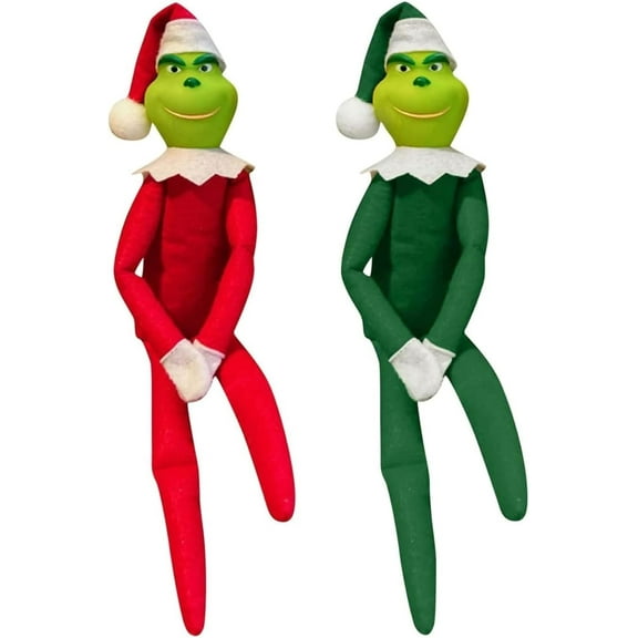 Christmas Plush Toy, Christmas Stuffed Figures Doll for Kids and Christmas Tree Home Decorations(Red+Green)