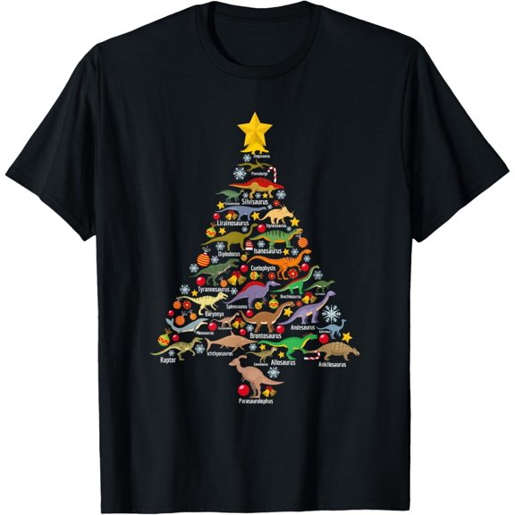 Dinosaur Christmas Tree Dino TRex Paleontologist Xmas Men T-Shirt