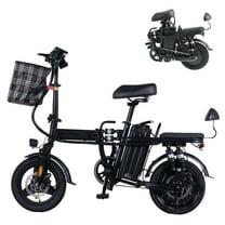 HPQ A9 14" Folding Electric Bike for Adults - 500W (Peak 750W) Motor, 20MPH Top Speed, 50-Mile Range, Removable Battery, Front Basket, Adjustable Seat & LED Lights (Black)