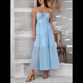 thumbnail image 4 of Vestido Informal de Verano para Mujer, Estilo Bohemio, con Tirantes Finos y Lazo, para Playa, 2025 Azul XL, 4 of 7