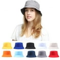 thumbnail image 3 of Manunclaims Solid Color Bucket Hat for Women Men, Foldable Cotton Summer Sun Beach Fishing Cap UPF 50+, 3 of 8