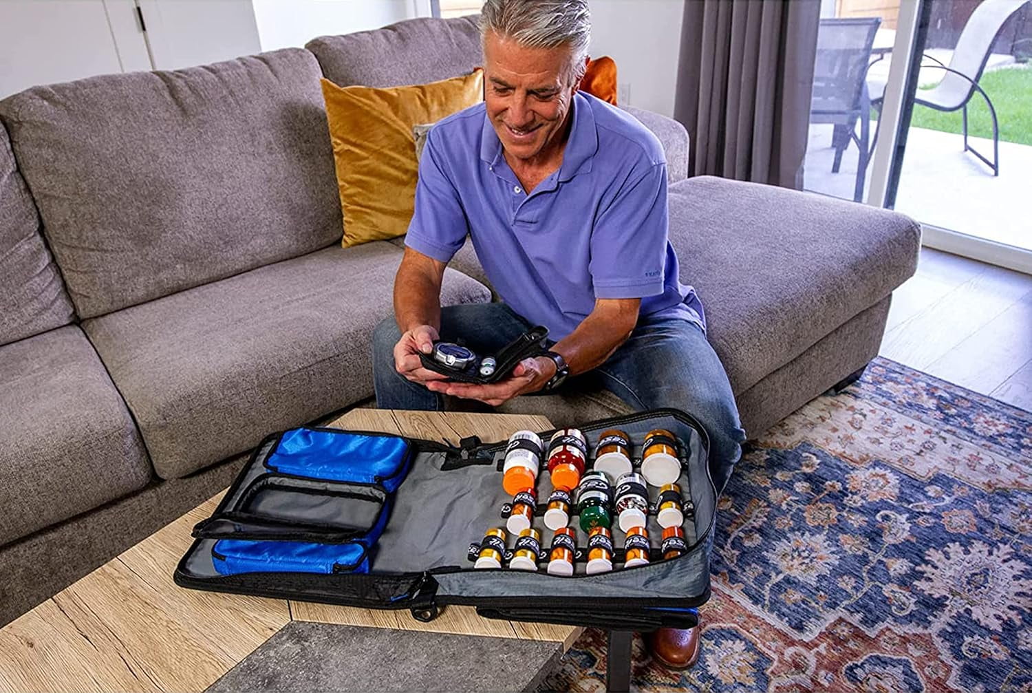 Med Manager Medium Diabetic Medicine Organizer and Portable Medical Binder, Insulated and Syringe Pouches, 6-Pocket 5-Tab Expanding File Folder, Holds 15 Pill Bottles, Purple, 13 x 13 x 4.5 inches